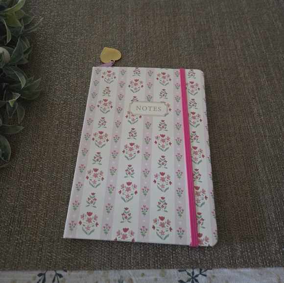 Corrine Hang Designs Other - Floral Stripe Notebook with Pink Band